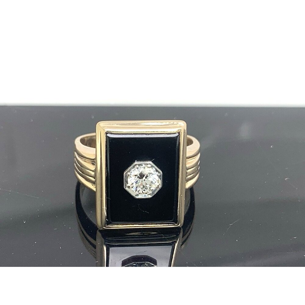Statement Ring 10k Yellow Gold 0.50ct Diamond Cocktail Estate Jewelry Size 9.75